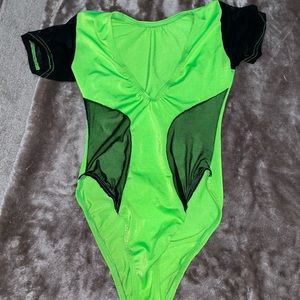 Bartender lime green and black bodysuit
